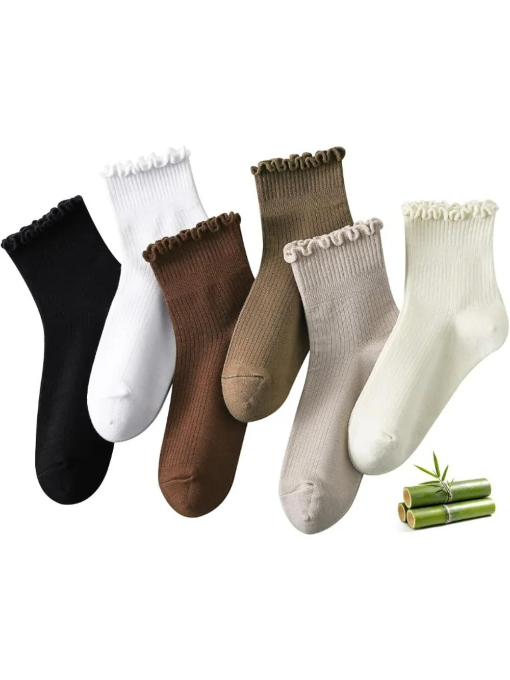 Soft Bamboo Ruffle Ankle Socks | Breathable Lettuce Edge Crew & Cute Frilly